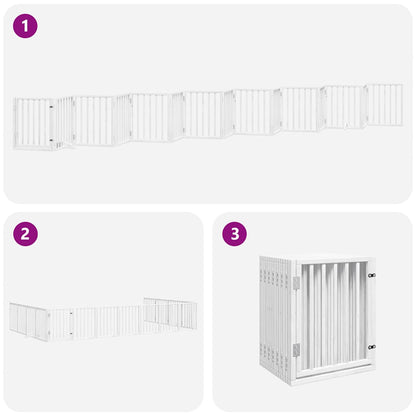Vidaxl Puerta De Perros Plegable 15 Paneles Madera Álamo Blanca 750 Cm_4