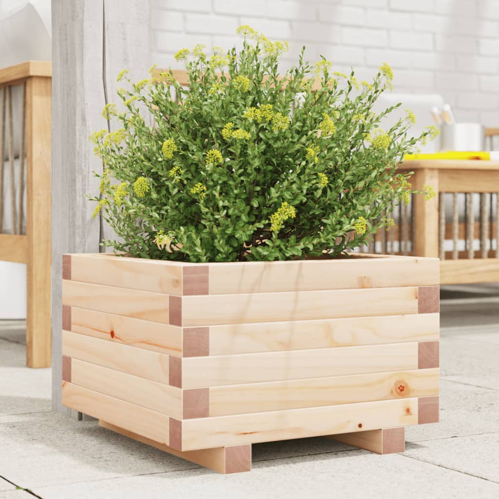Jardinera De Madera Maciza De Pino 40x40x26,5 Cm_1