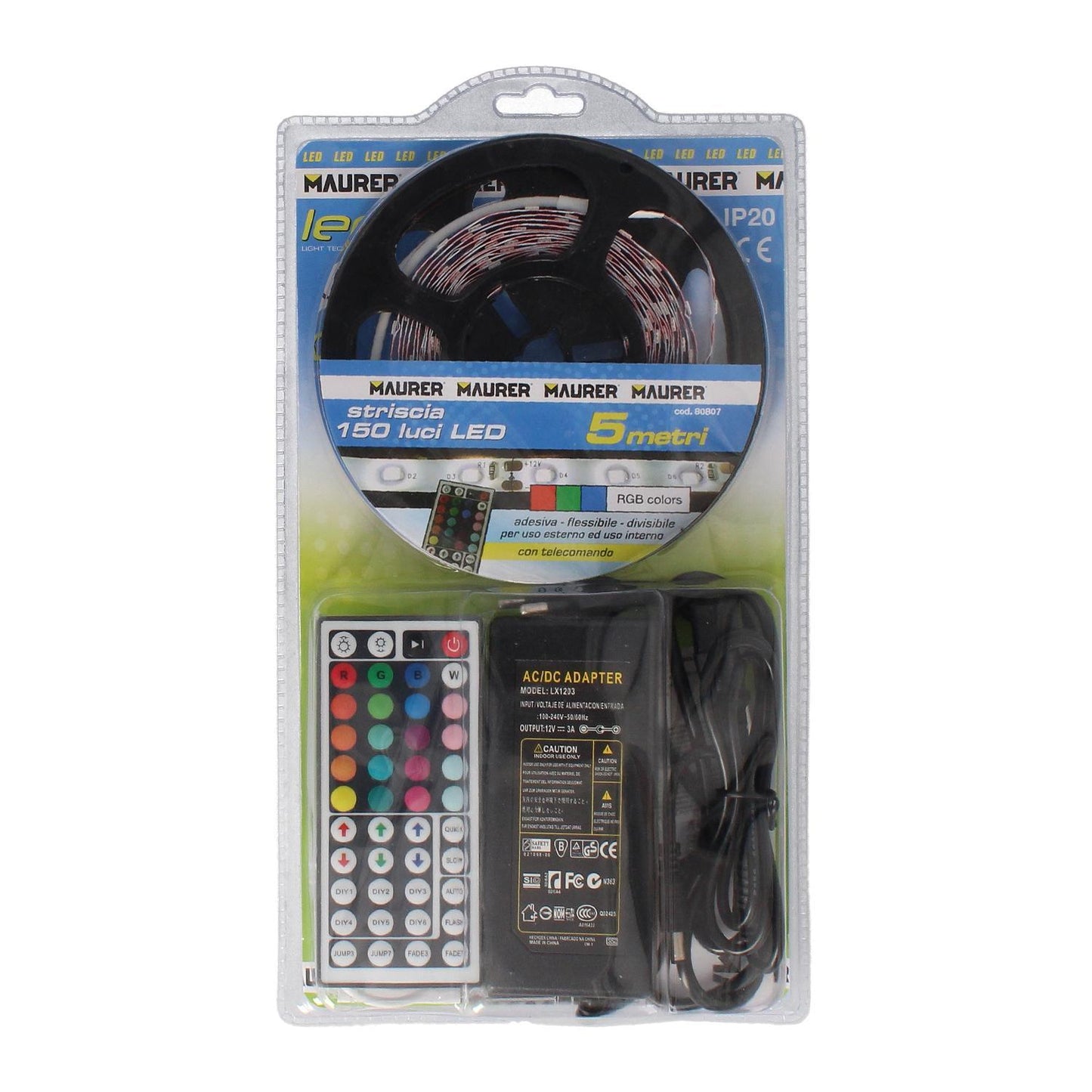 Tira Led Multicolor Rgb Con Mando Adhesiva Con 150 Leds 36 W 12 V. 850 Lumenes Luz Multicolor Ip 20 5 Metros_2
