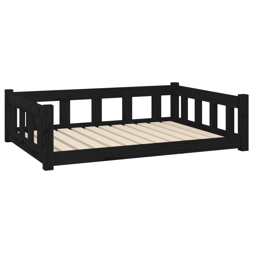 Cama Para Perros Madera Maciza De Pino Negro 105,5x75,5x28 Cm / Vetonek_5