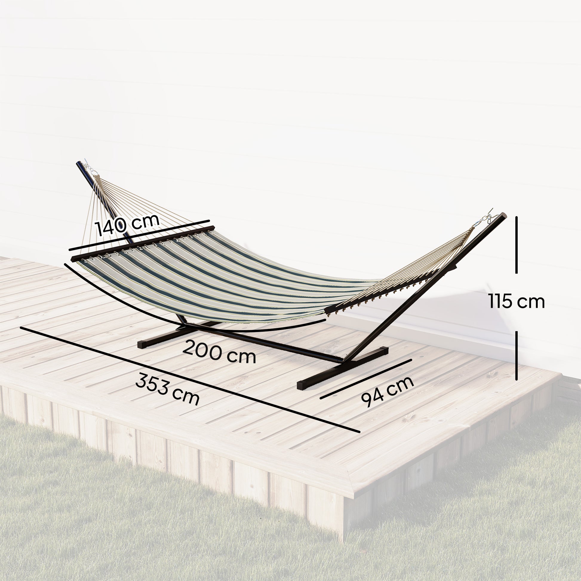 Outsunny Hamaca Con Soporte Almohada Desmontable 353x94x115 Cm Verde_2