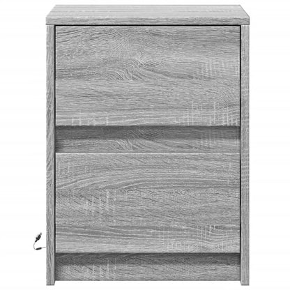 Mesita De Noche Con Luces Led Madera De Ingeniería Gris Sonoma_4