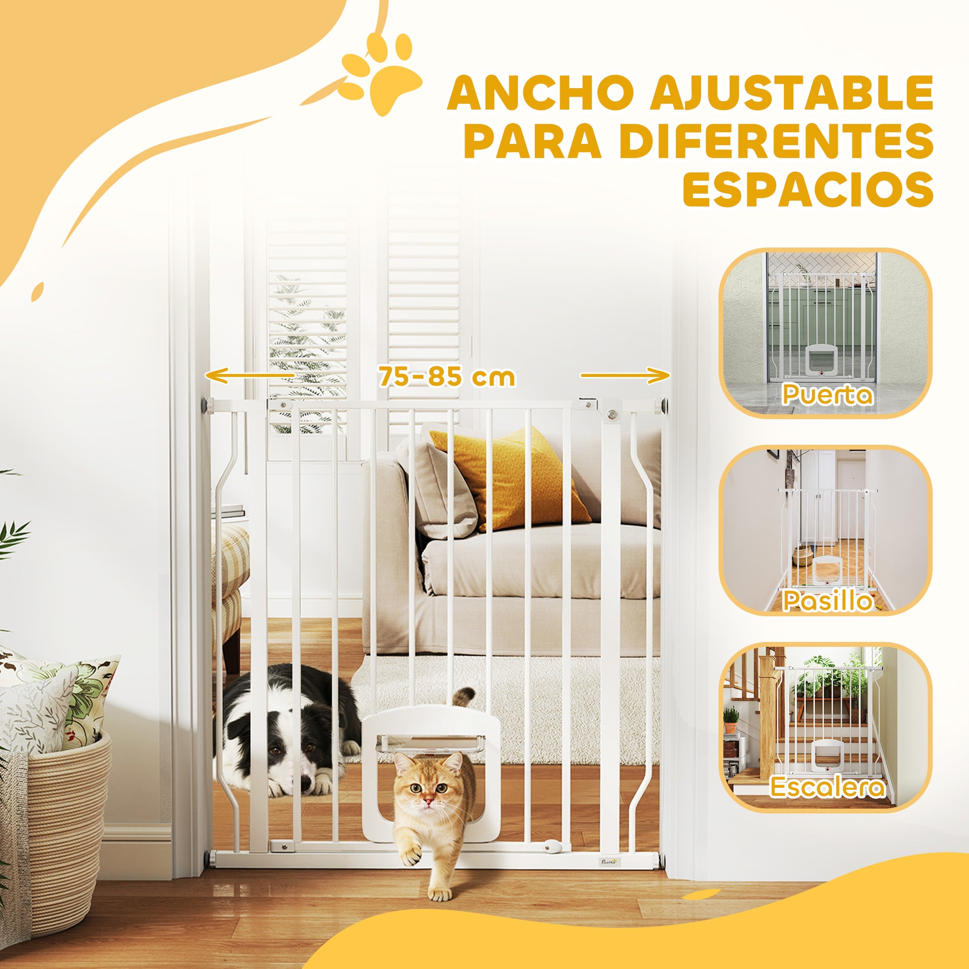 Pawhut Barrera De Seguridad Para Perros Extensible 75-85 Cm_3