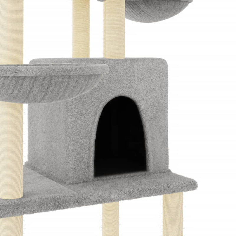 Vidaxl Rascador Para Gatos Con Postes De Sisal Gris Claro 180 Cm_5