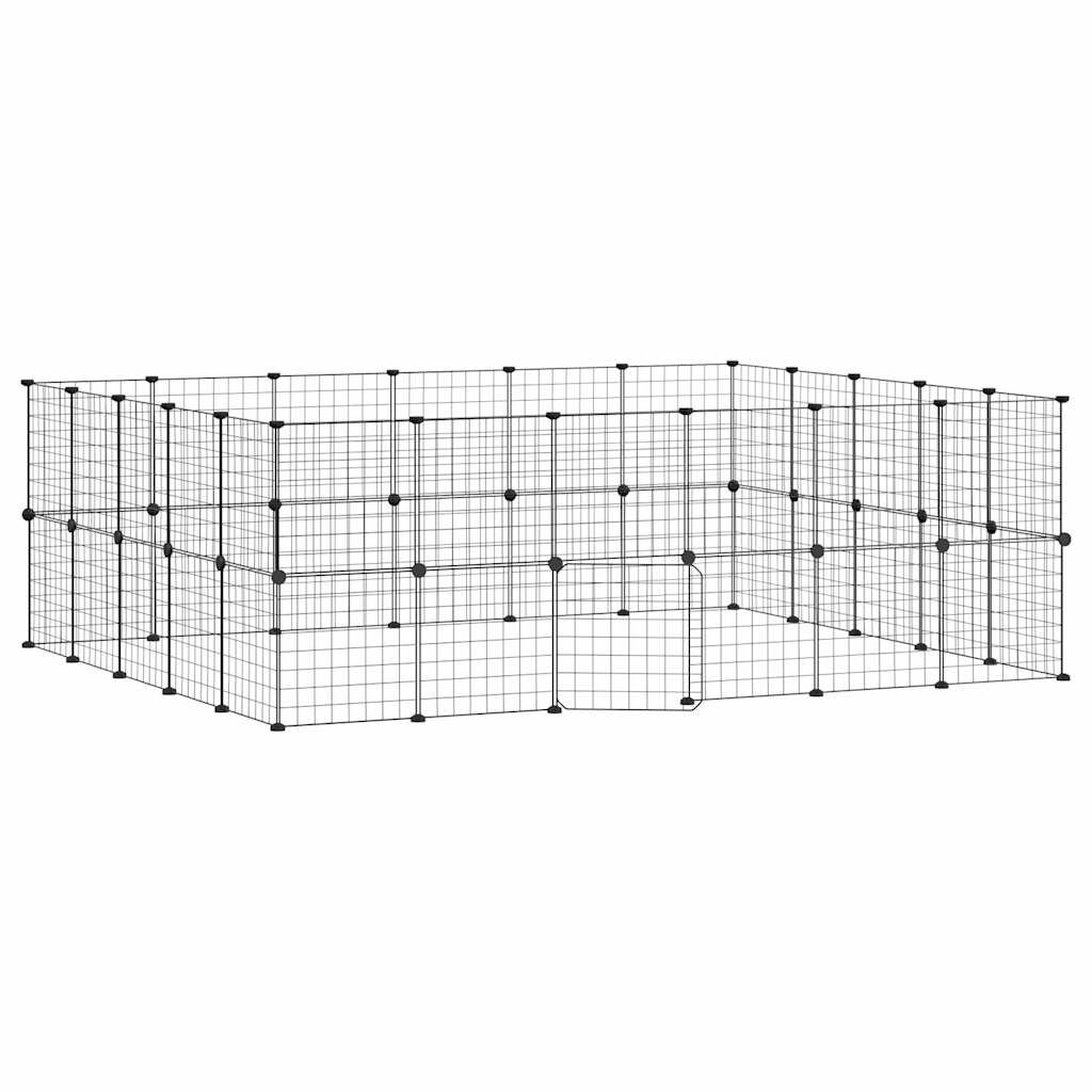 Vidaxl Jaula Para Mascotas De 44 Paneles Puerta Acero Negro 35x35 Cm_0