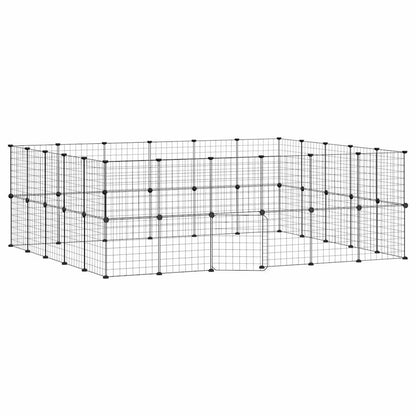 Vidaxl Jaula Para Mascotas De 44 Paneles Puerta Acero Negro 35x35 Cm_0