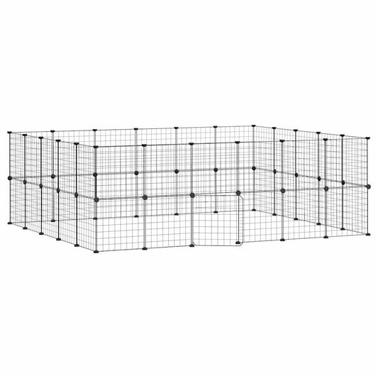 Vidaxl Jaula Para Mascotas De 44 Paneles Puerta Acero Negro 35x35 Cm_0