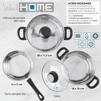 Batería De Cocina 5pc Acero Inoxidable