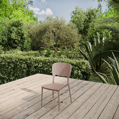 Lote De 4 Sillas Apilables De Polipropileno Kos Beige Putty - Muebles De Jardín - 46x51xh79.5cm_3
