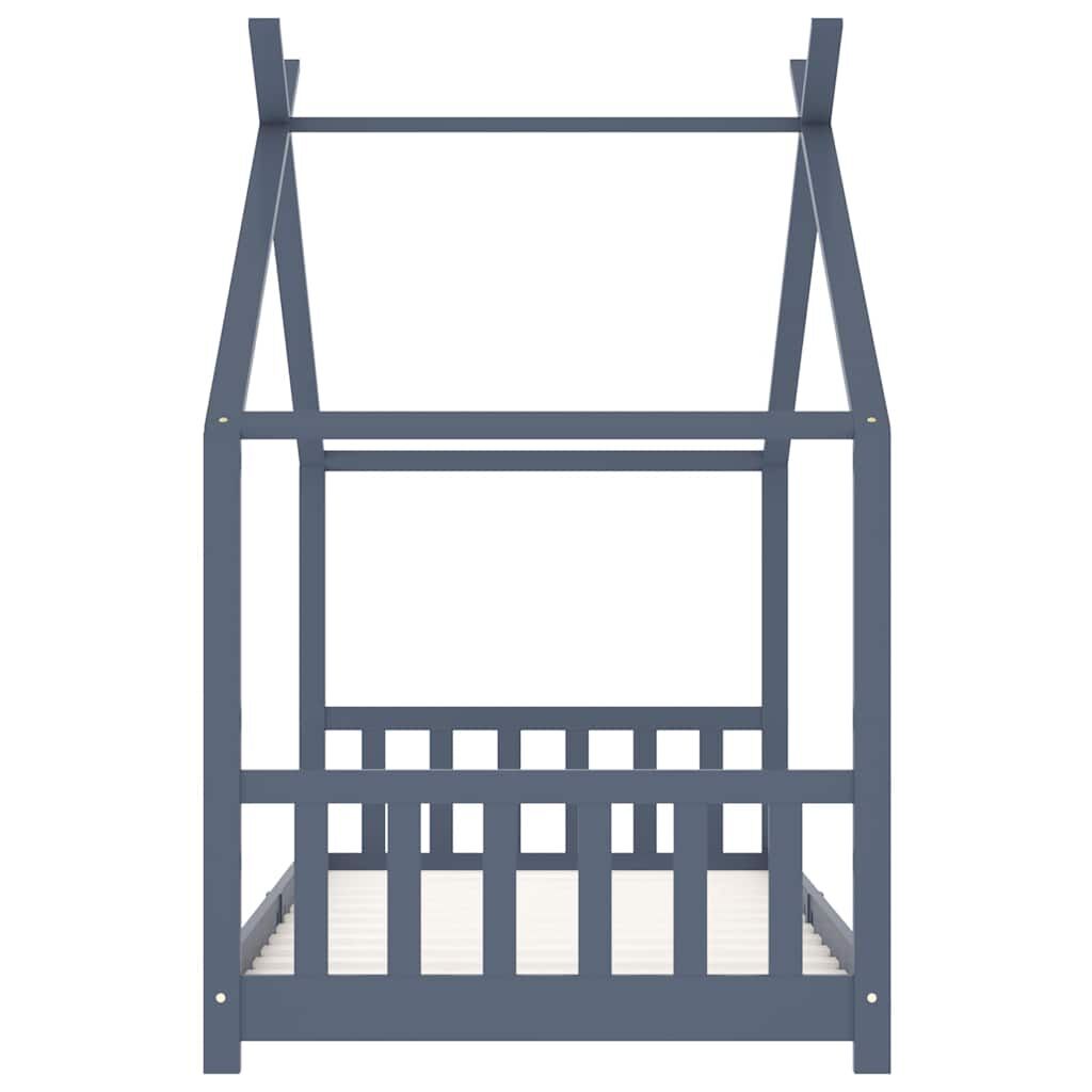 Vidaxl Estructura De Cama Infantil Madera Maciza Pino Gris 90x200 Cm_4
