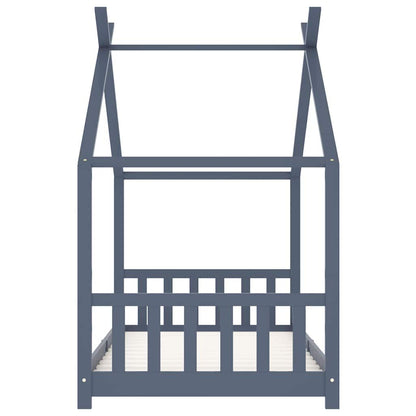 Vidaxl Estructura De Cama Infantil Madera Maciza Pino Gris 90x200 Cm_4