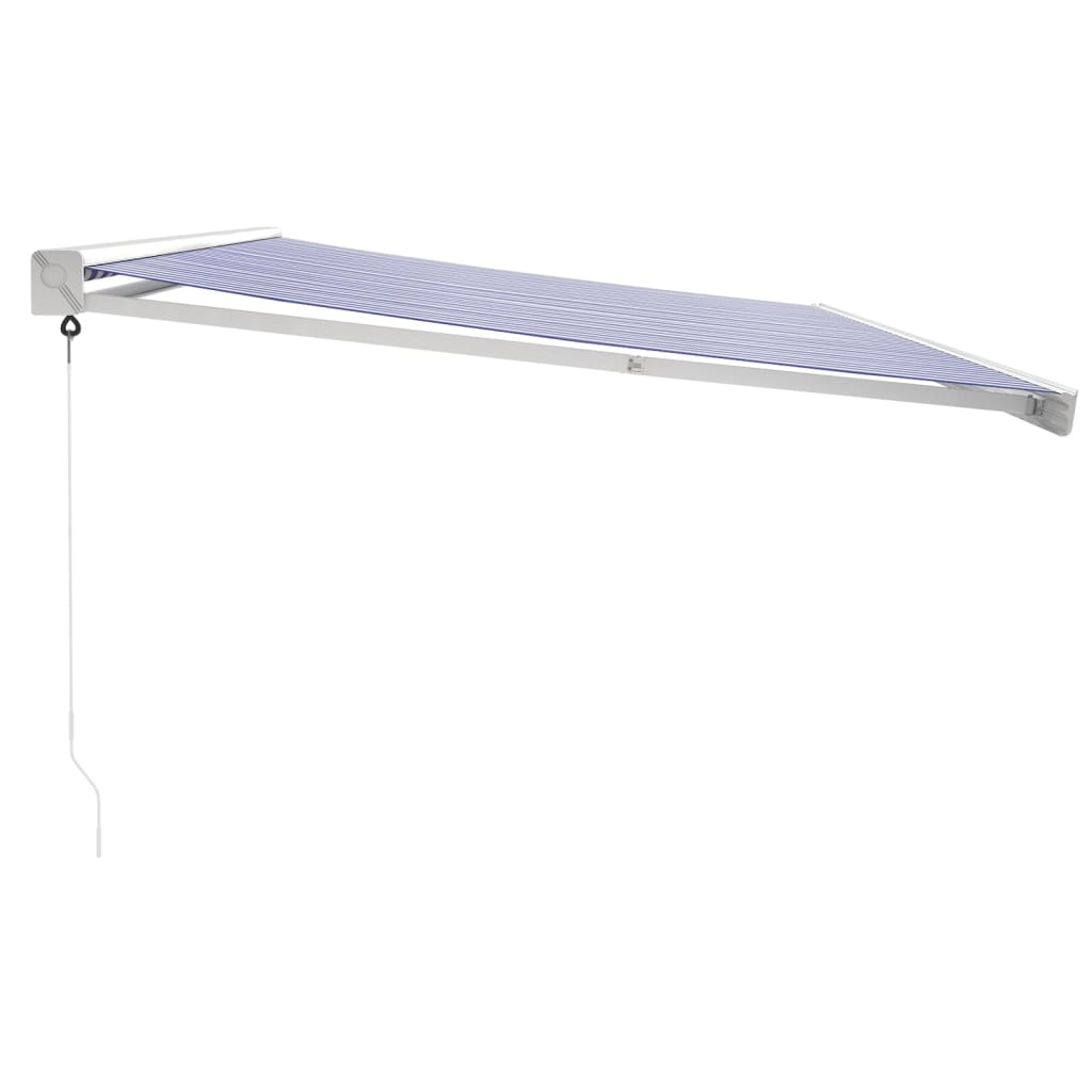Toldo Retráctil Aluminio Y Tela Azul Y Blanco 5x3 M_5