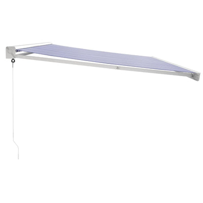 Toldo Retráctil Aluminio Y Tela Azul Y Blanco 5x3 M_5