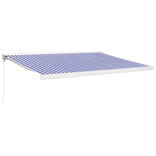Toldo Retráctil Aluminio Y Tela Azul Y Blanco 4x3 M_0