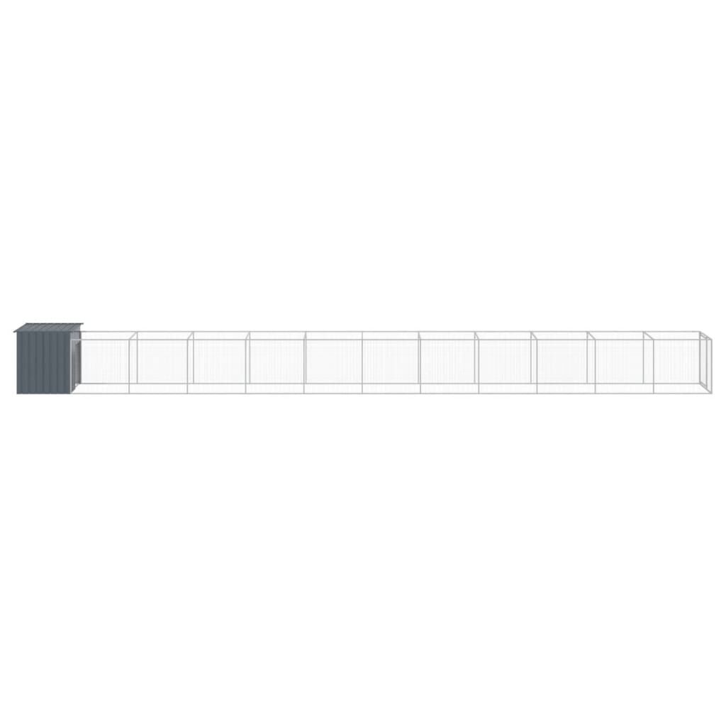 Vidaxl Caseta Perros Con Corral Acero Galvanizado Gris 110x1221x110 Cm_3