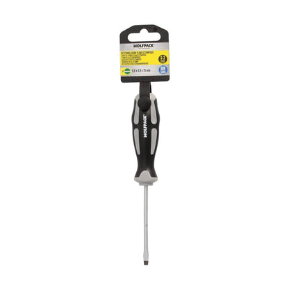 Destornillador Plano Estampado Acero S2 Mango Tpr Bimaterial. Medida 0,8 X Ø 4,0 X 75 Mm. Din5265_3