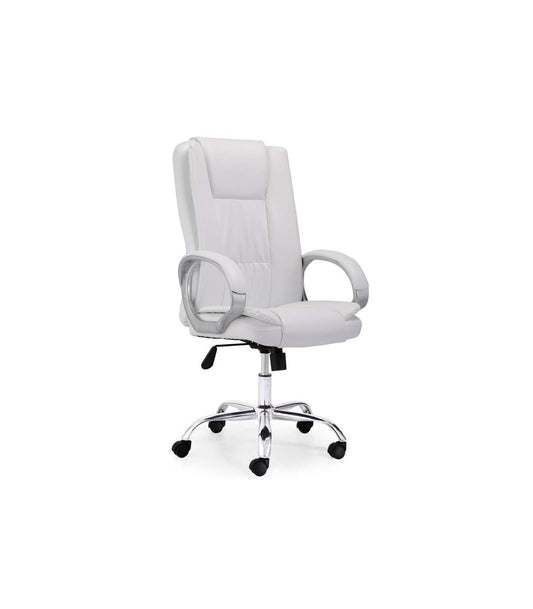 Sillón Giratorio Atlas En Símil Piel Blanco, 114-122 Cm(alto)64 Cm(ancho)68 Cm(largo)_0