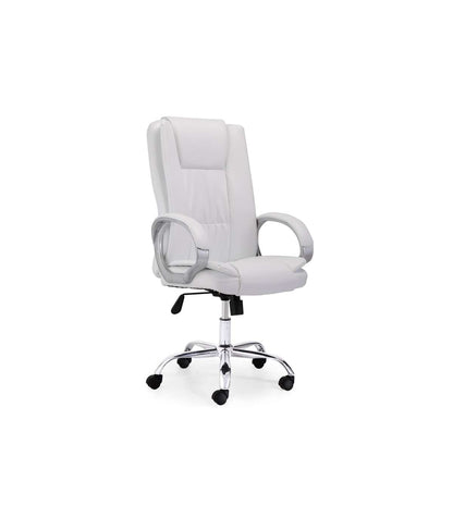 Sillón Giratorio Atlas En Símil Piel Blanco, 114-122 Cm(alto)64 Cm(ancho)68 Cm(largo)_0