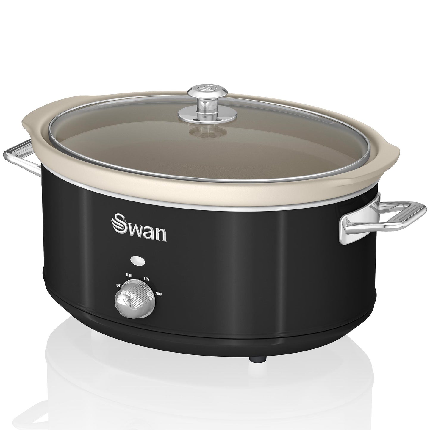 Swan Retro Olla Cocción Lenta, 6,5l, Recipiente Extraíble Antiadherente Cerámica Libre Pfoa, Vintage, Sf17031bneu, Negro_0
