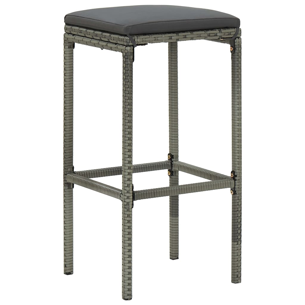 Taburetes De Cocina Con Cojines 6 Unidades Ratán Sintético Gris_0
