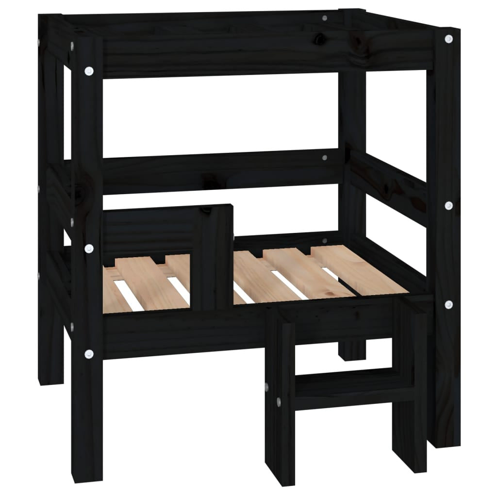 Vidaxl Cama Para Perros Madera Maciza De Pino Negro 55,5x53,5x60 Cm_0