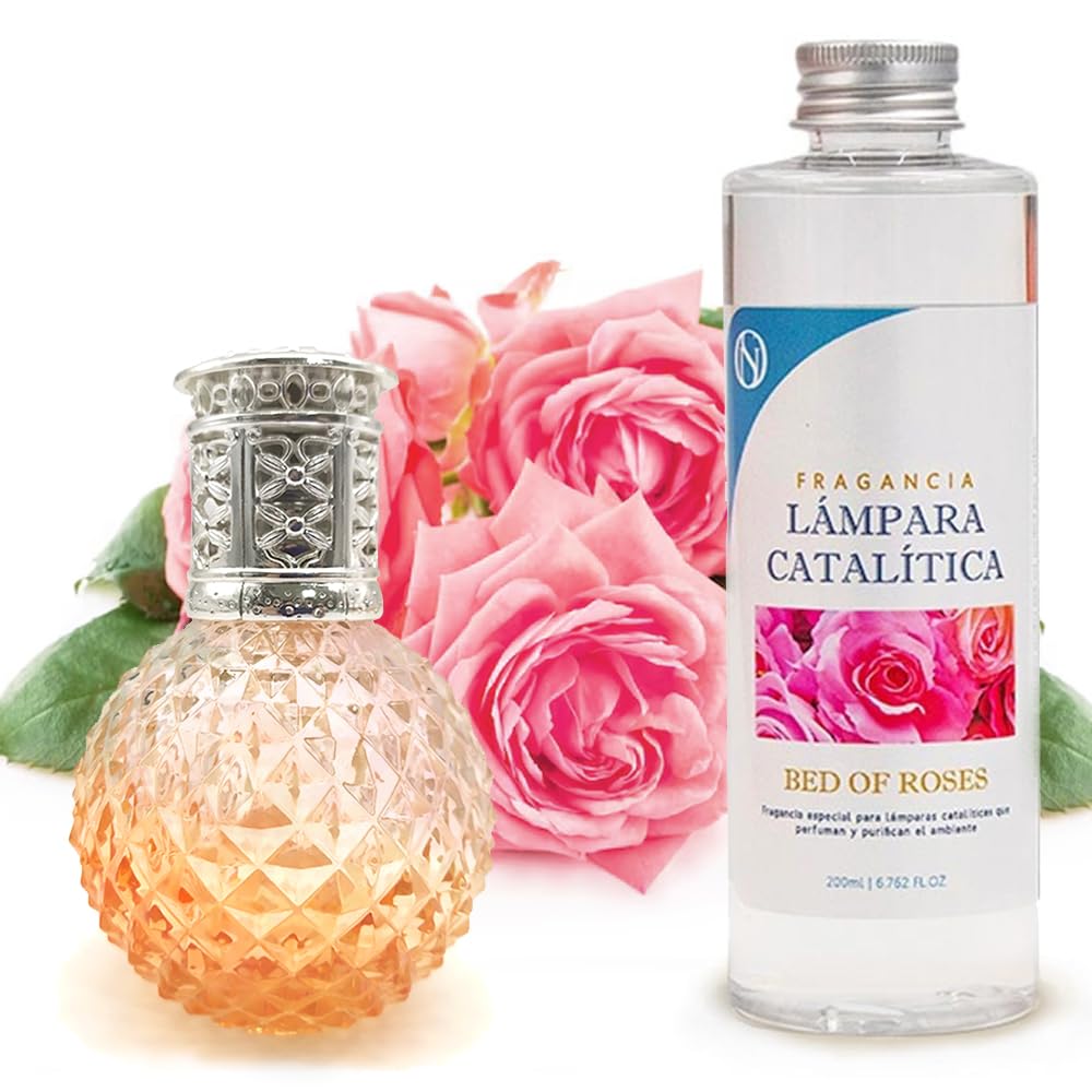 Lámpara Catalítica Orange Diamonds + Aroma Bed Of Roses 500 Ml - Elimina Malos Olores, Impurezas Y Perfuma_0