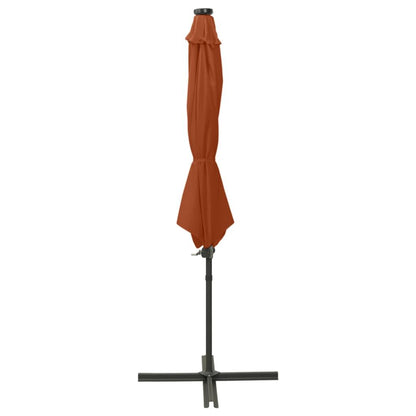 Vidaxl Sombrilla Jardín Voladiza Con Palo Y Luces Led Terracota 300 Cm_1