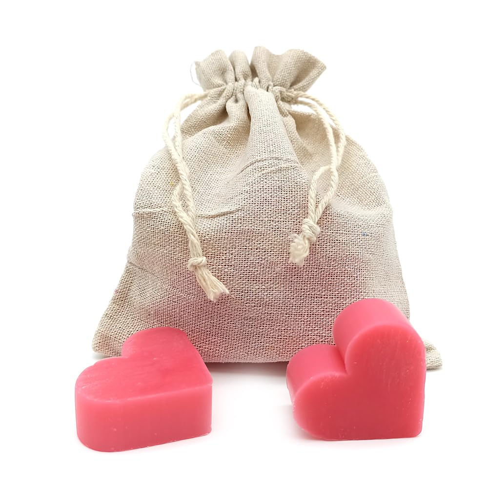 Bolsa De Yute Con 5 Jabones - Aroma Rosas - Jabón De Glicerina Con Forma De Corazón - Detalle Para Invitados_3