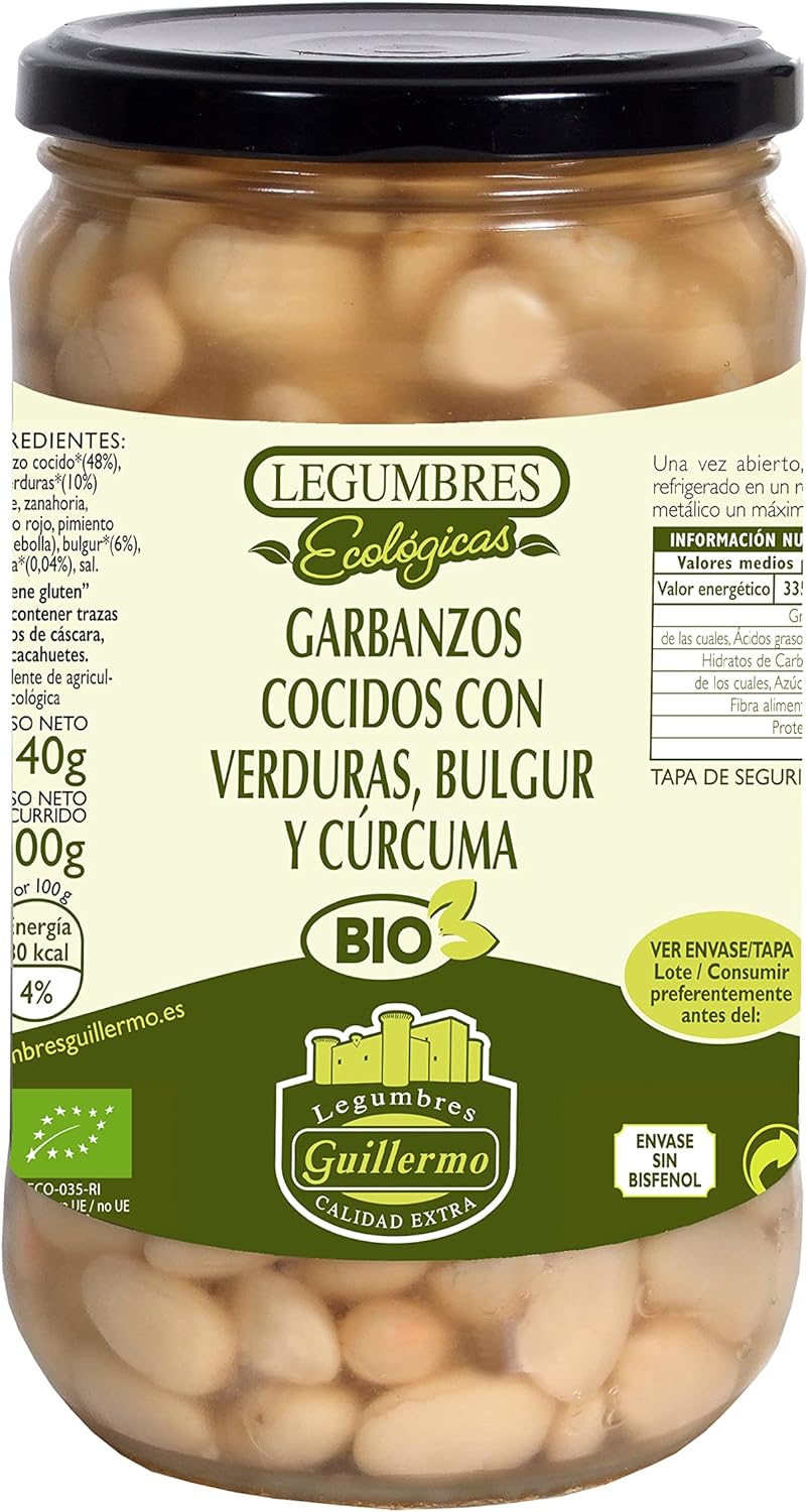 Garbanzos Cocidos Con Verduras Bulgur Y Cúrcuma Bio - 540 G, Tarro_0