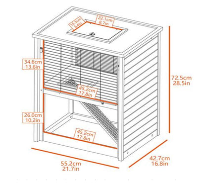 Jaula Para Hámster De 2 Pisos - Casa Para Roedores Multinivel - Mueble Decorativo - 55,2x42,7x72,5cm_4