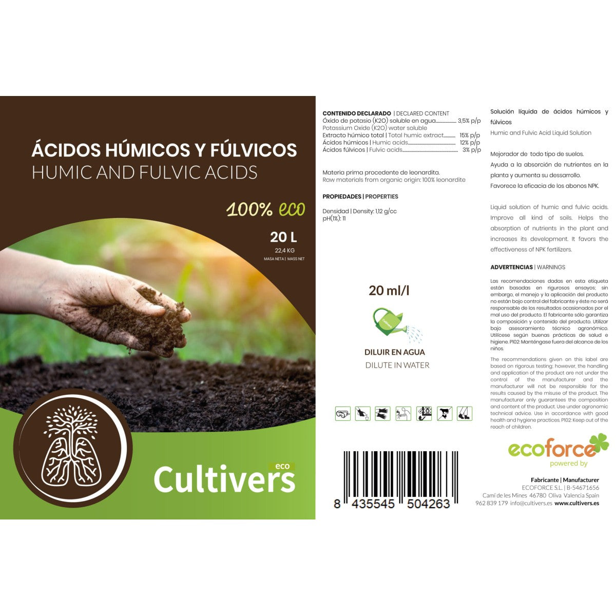 Ácidos Húmicos Líquido Cultivers 1 L_3