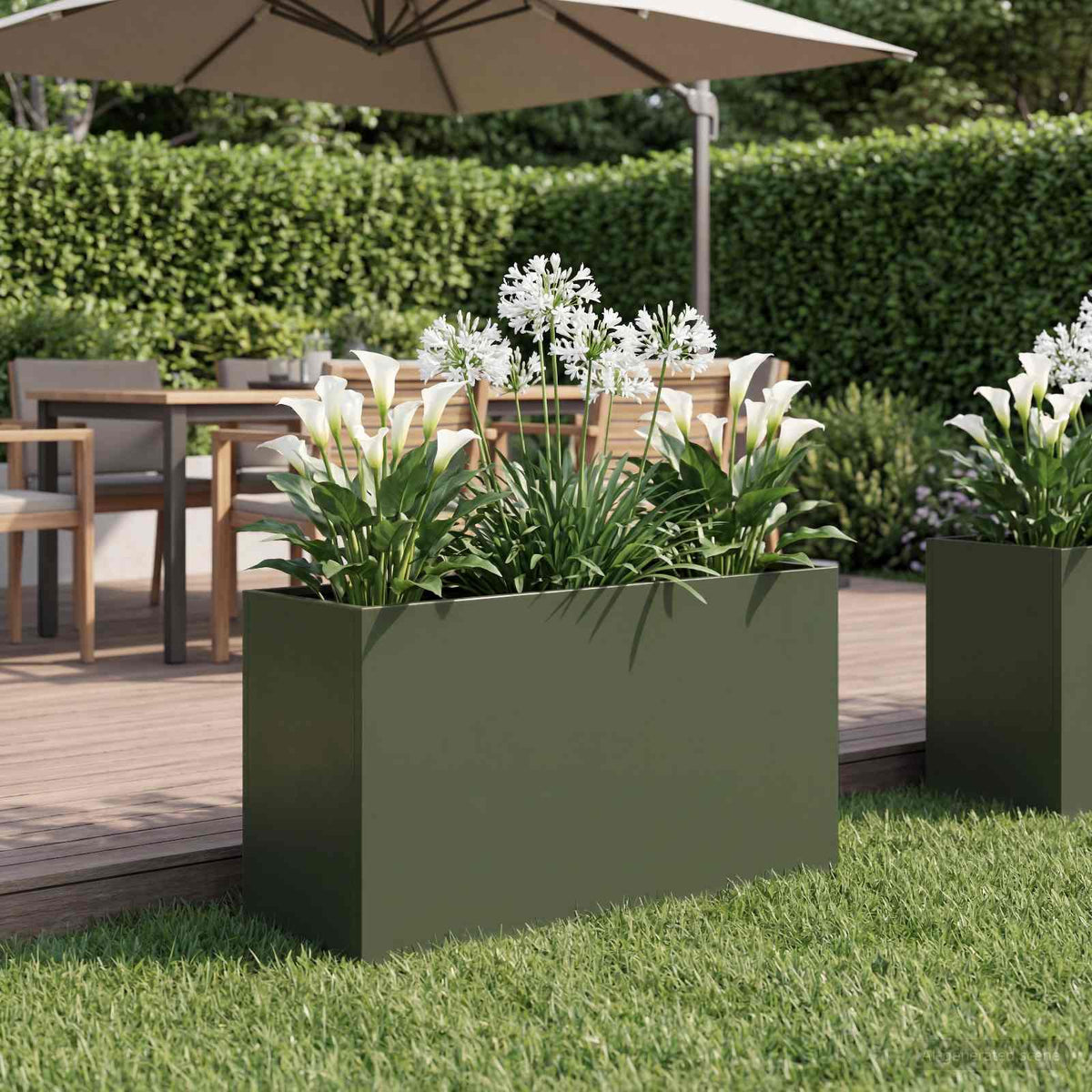 Macetero De Jardín Verde Oliva 80 X 30 X 50 Cm_1