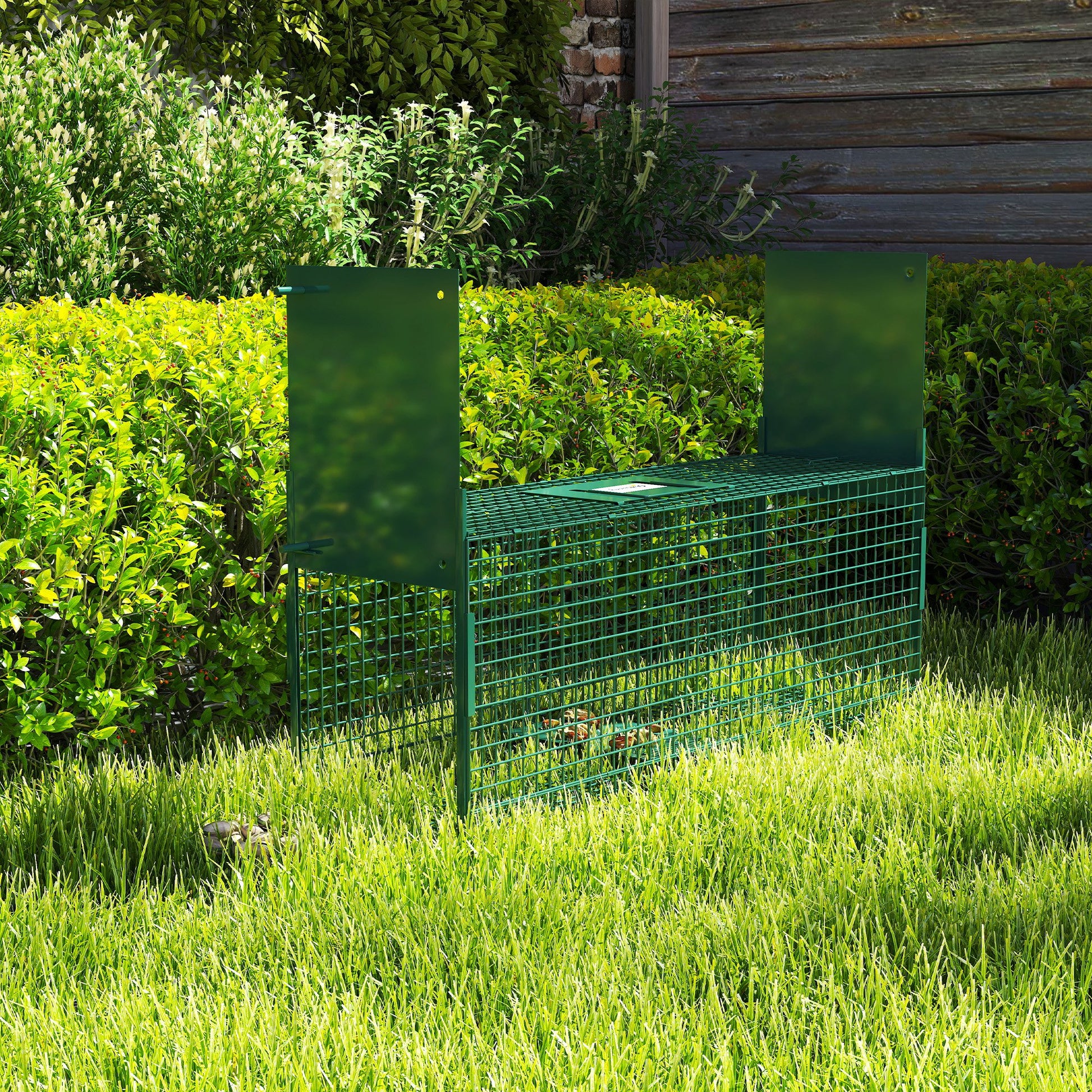 Outsunny Trampa Para Animales Vivos 60x18x20 Cm Con 2 Puertas Verde_4