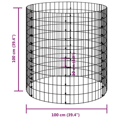 Poste Circular De Gaviones Acero Galvanizado Ø100x100 Cm / Vetonek_5