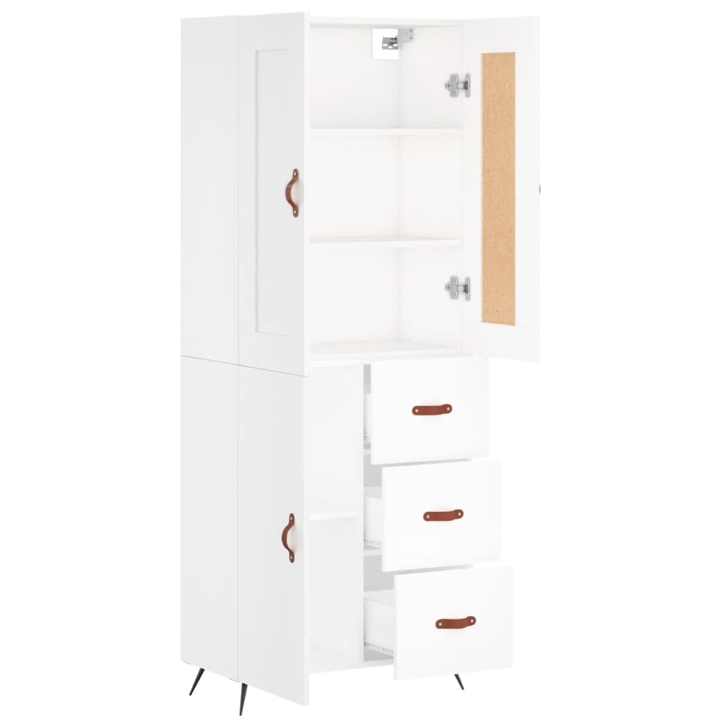 Aparador Alto Madera Contrachapada Blanco 69,5x34x180 Cm_3