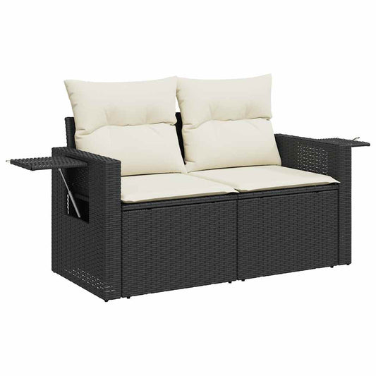 Set De Muebles De Jardín 5 Pzas Y Cojines Ratán Sintético Negro / Vetonek_0