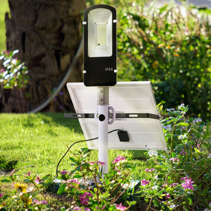 Outsunny Luz Solar Exterior Con 78 Led Ip65 Impermeable 70x36x22 Cm Plata_1