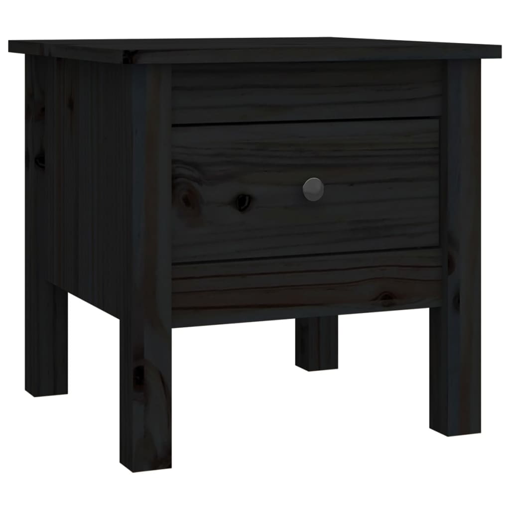 Mesa Auxiliar De Madera Maciza De Pino Negro 40x40x39 Cm_0