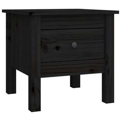 Mesa Auxiliar De Madera Maciza De Pino Negro 40x40x39 Cm_0