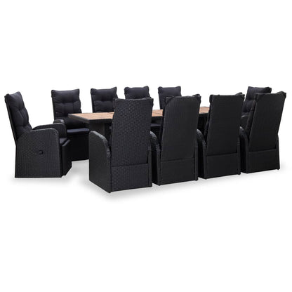 Vidaxl Set Comedor De Jardín 11 Pzas Ratán Sintético Y Madera Negro_0