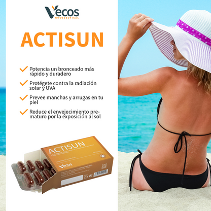 Actisun Vecos 60 Cápsulas | Protección Solar Y Cuidado De La Piel | Betacaroteno, Licopeno Y Antioxidantes_3