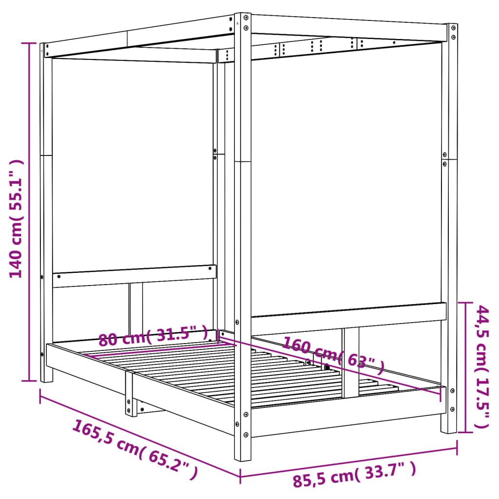 Vidaxl Estructura De Cama Para Niños Madera De Pino Blanco 80x160 Cm_2