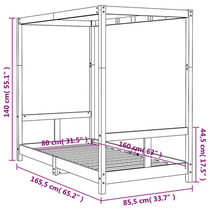 Vidaxl Estructura De Cama Para Niños Madera De Pino Blanco 80x160 Cm_2