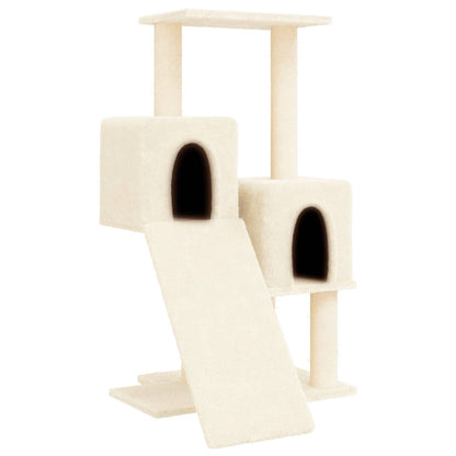 Rascador Para Gatos Con Postes De Sisal Color Crema 82 Cm_0
