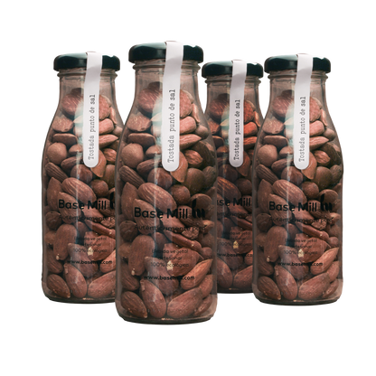 Pack Almendra Tostada Con Piel Y Sal Eco (4 Botellas 145g).