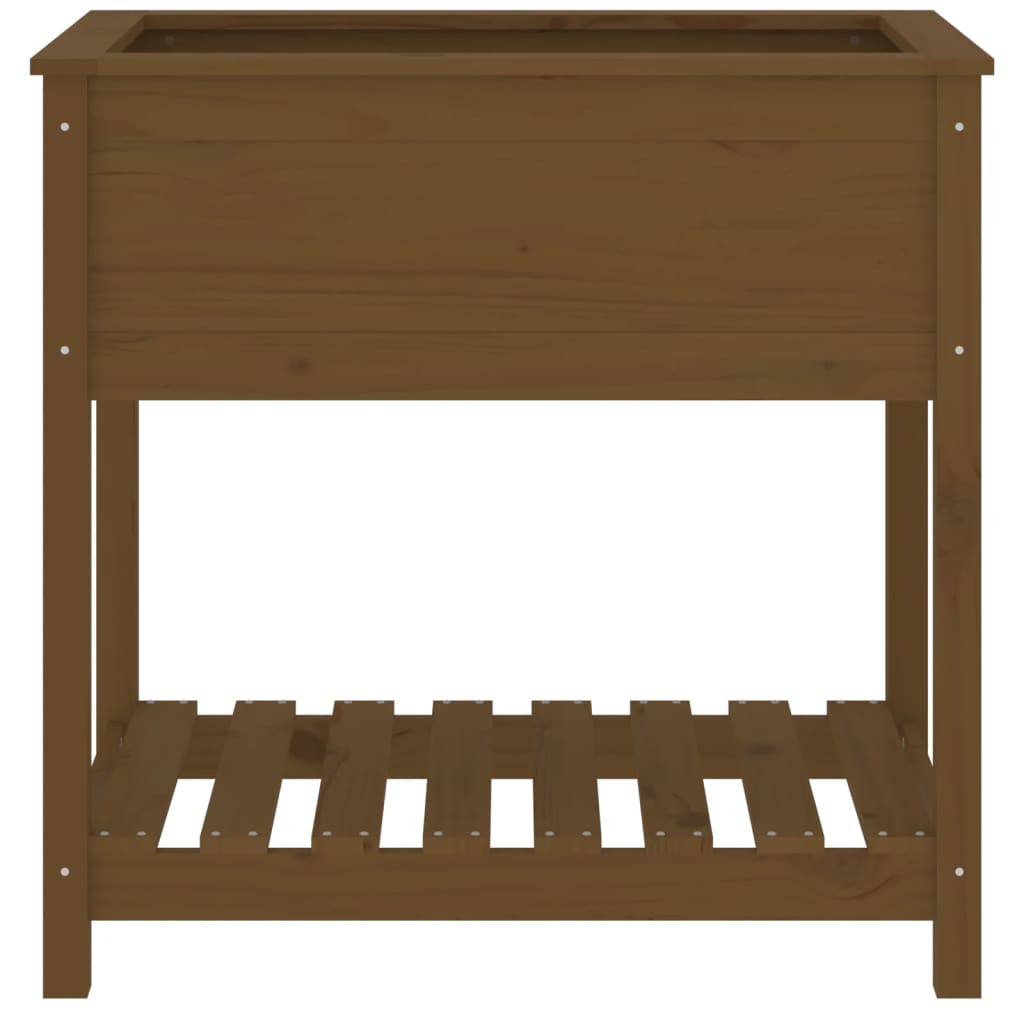 Jardinera Con Estante Madera Maciza Marrón Miel 82,5x54x81 Cm_4
