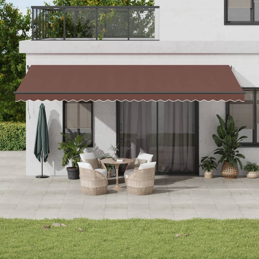 Toldo Retráctil Manual Con Luces Led Marrón 600x350 Cm_1