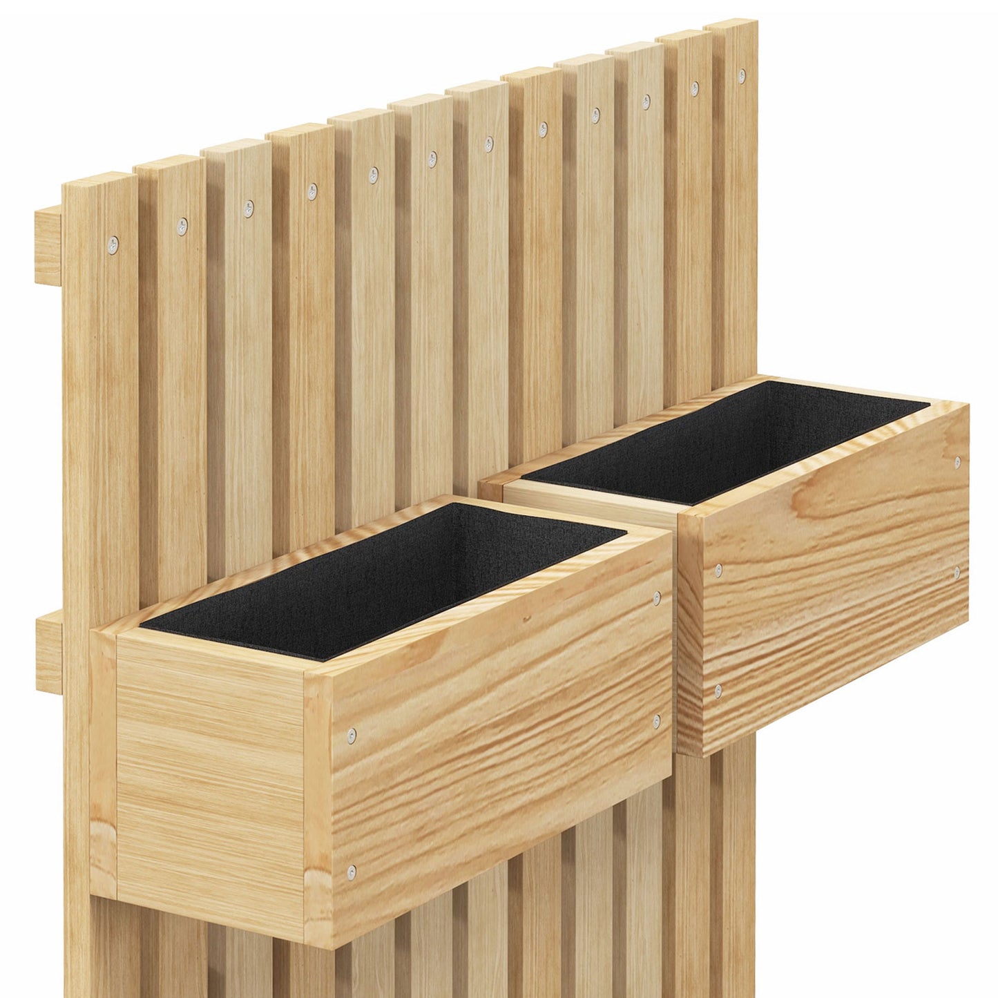 Outsunny Jardinera De Pared Con Enrejado De Madera 5 Macetas Móviles 60x16x100cm_3