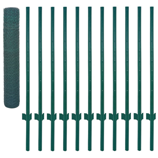Valla De Malla De Alambre Con Postes De Acero 25x1 M Verde / Vetonek_0