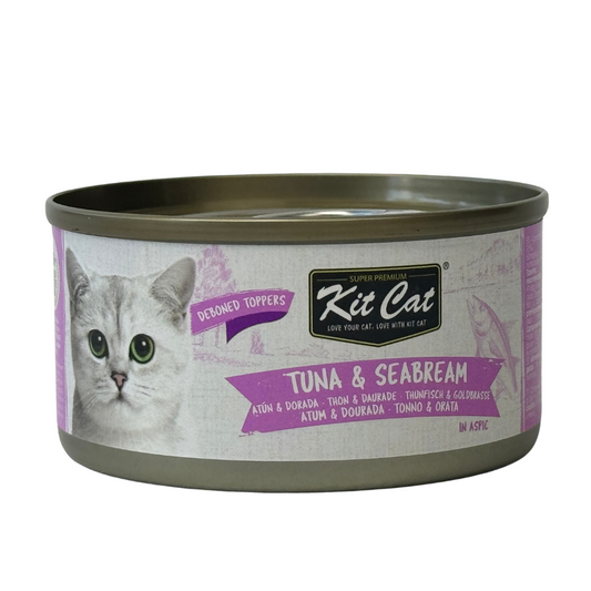 Kit Cat Lata Toppers - Atún & Dorada 80 g Comida húmeda para gatos